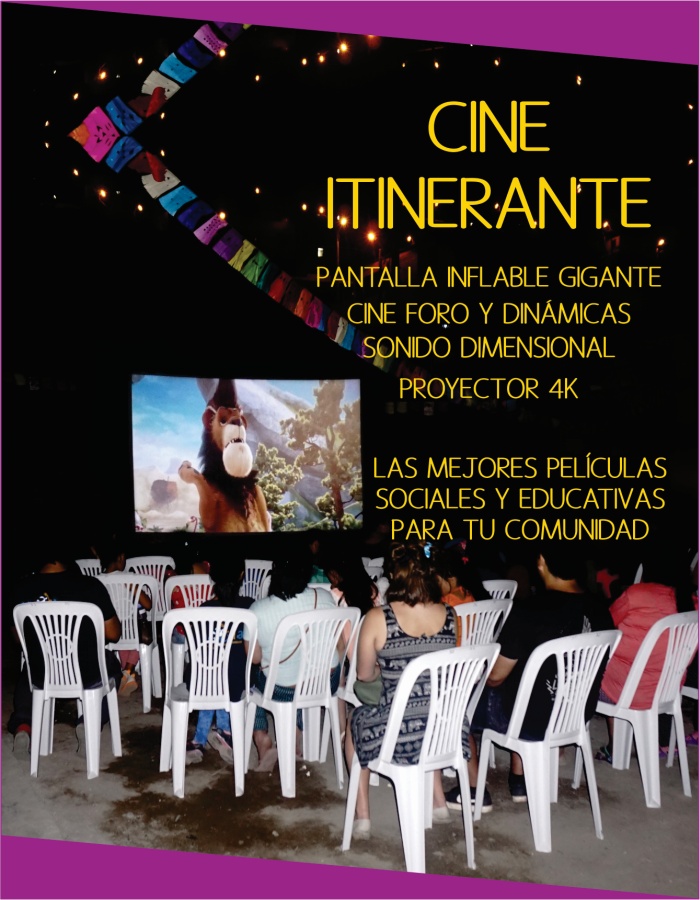 Servicio de exhibición de cine itinerante en pantallas inflables gigantes.